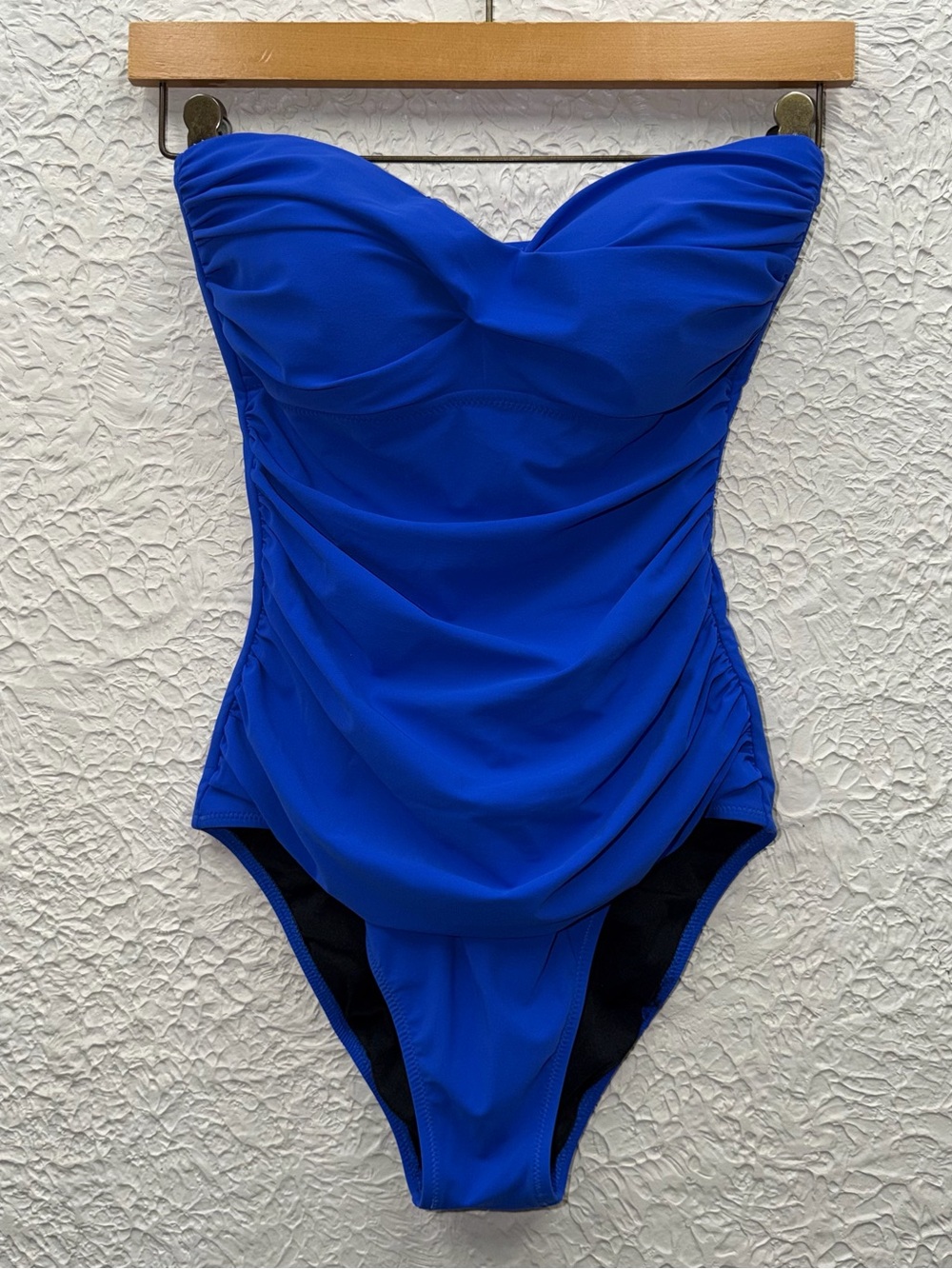 Blue Ruched StraplessOne-Piece Swimsuit - Unbranded